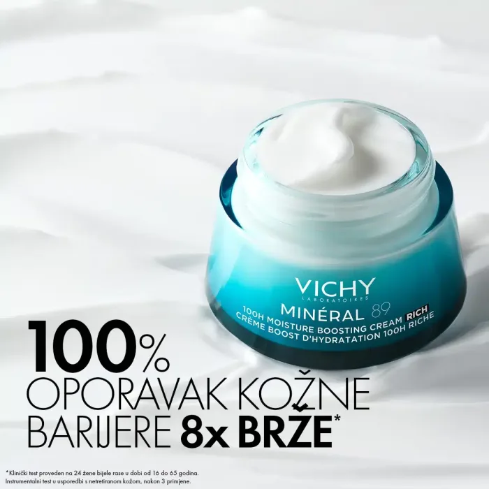 VICHY MINÉRAL 89 Krema za intenzivnu hidraciju tokom 100 sati bogata tekstura, suha do vrlo suha koža, 50 ml - Slika 2