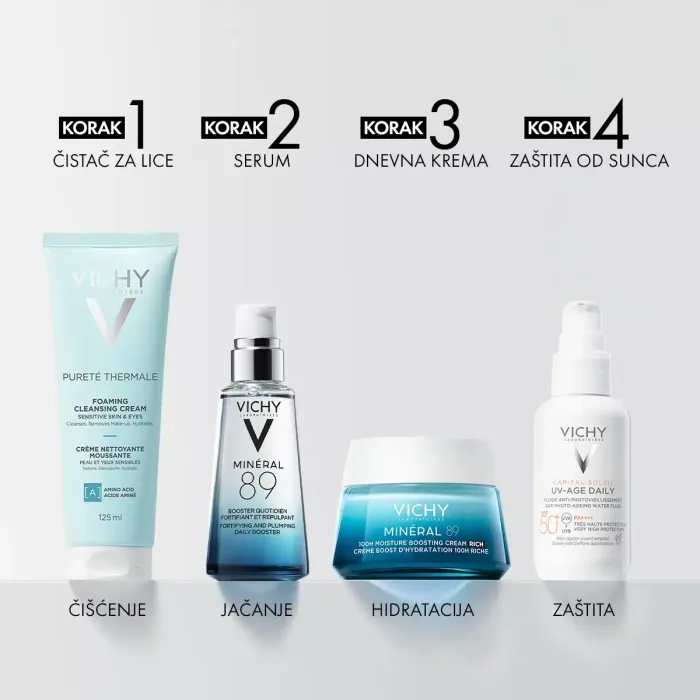 VICHY MINÉRAL 89 Krema za intenzivnu hidraciju tokom 100 sati bogata tekstura, suha do vrlo suha koža, 50 ml - Slika 8