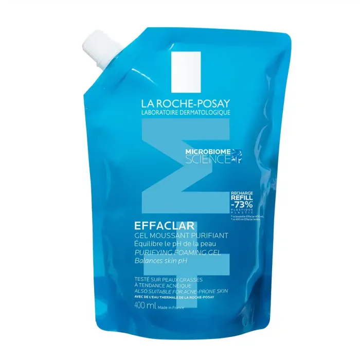 La Roche-Posay EFFACLAR Pjenušavi gel za čišćenje masne, osjetljive kože sklone aknama REFILL, 400 ml