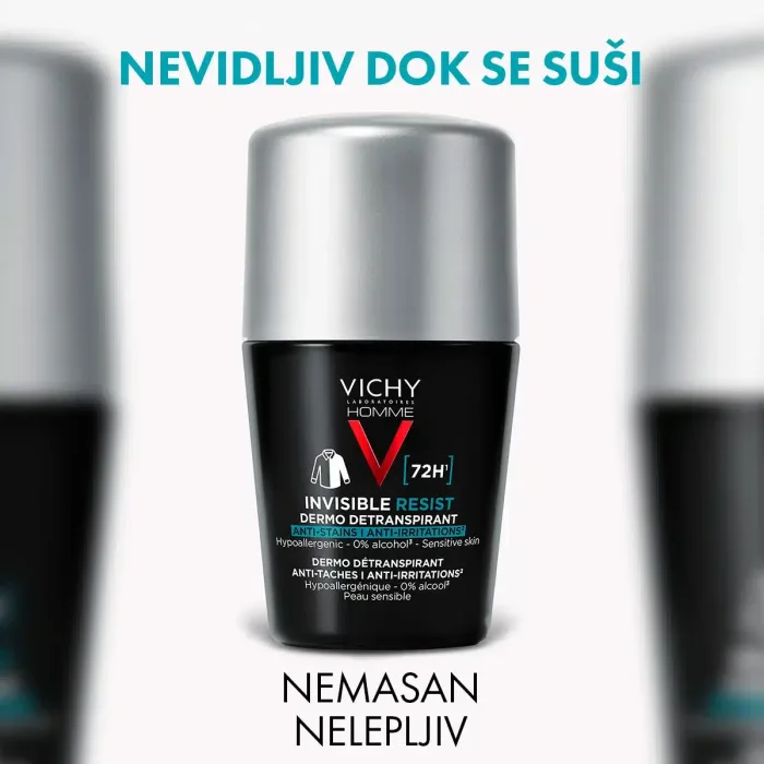 VICHY HOMME - Invisible resist 72h - Dermo Detranspirant - Protiv mrlja i nadraženosti, 50 ml - Image 6