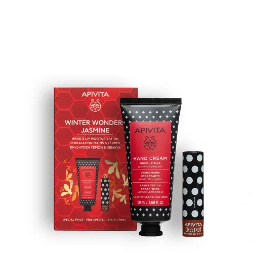 Apivita novogodišnji PROMO set - Krema za ruke jasmin i balzam za usne kesten