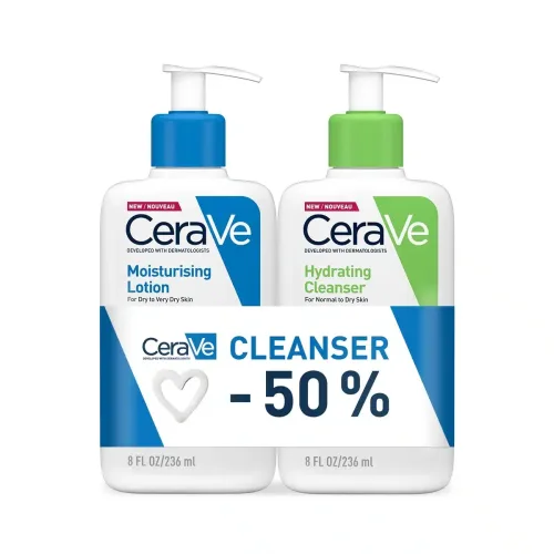 CeraVe Hidratantni losion za normalnu do suhu kožu, 236 ml + 50% POPUST CeraVe Hidratantna emulzija za čišćenje za normalnu do suhu kožu, 236 ml