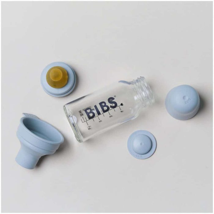 BIBS Staklena flašica  225ml (set) Baby Blue - Slika 3