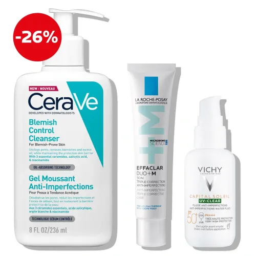 Rutina protiv nepravilnosti preporučena od strane dermatologa; La Roche Posay Effaclar + CeraVe Blemisc Control + Vichy Capital Soleil