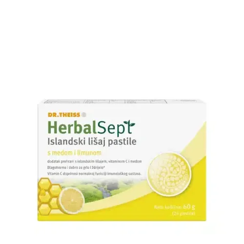 Herbalsept Islandski lišaj pastile s medom i limunom 24 pastile