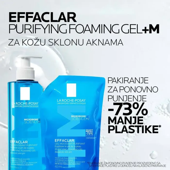 La Roche-Posay EFFACLAR Pjenušavi gel za čišćenje masne, osjetljive kože sklone aknama, 400 ml + REFILL PAKOVANJE 400 ml - Image 4