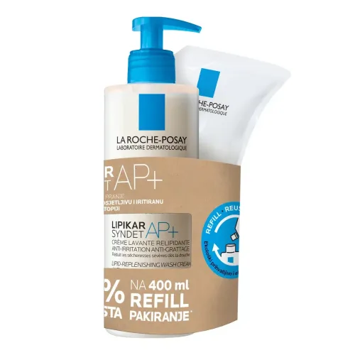 La Roche-Posay LIPIKAR SYNDET AP+ Kremasti gel za tuširanje protiv nadraženosti i svraba, 400 ml + REFILL PAKOVANJE, 400 ml