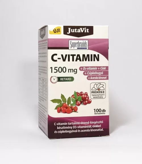 JutaVit Vitamin C 1500 mg+Acerola+Šipurak+D3+Cink, 100 tableta