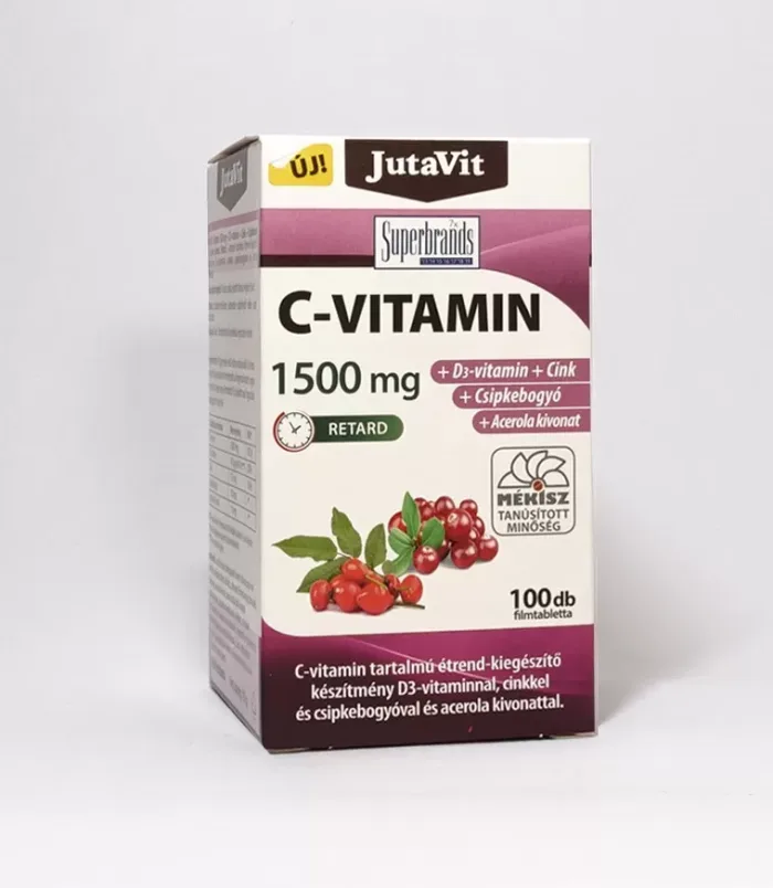 JutaVit Vitamin C 1500 mg+Acerola+Šipurak+D3+Cink, 100 tableta